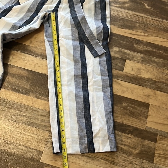 J. Crew Point Sur High Rise Striped Pant 100% linen 0 - Picture 4 of 11